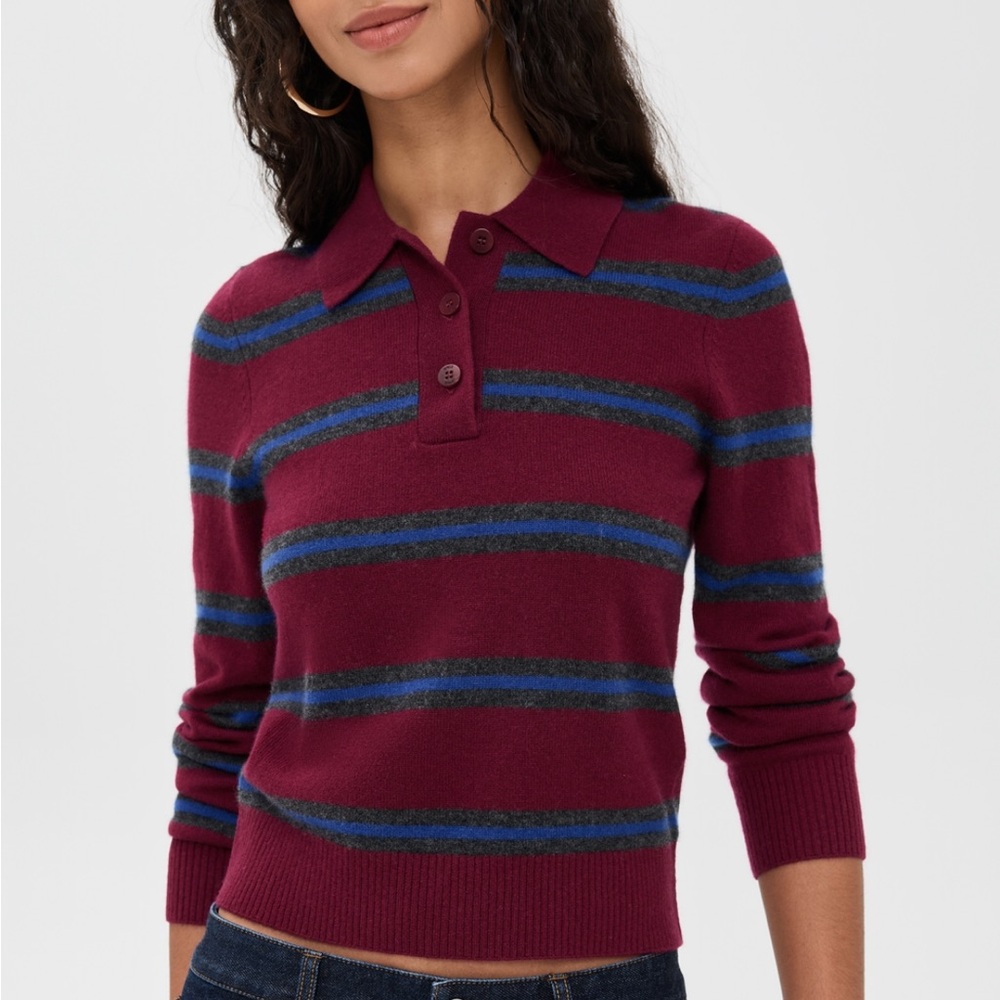STAUD Gemma cashmere crimson stripe sweater sz medium